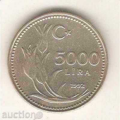 +Турция  5000  лири  1992 г.