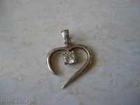 Beautiful silver ladies pendant-HEART with zircon