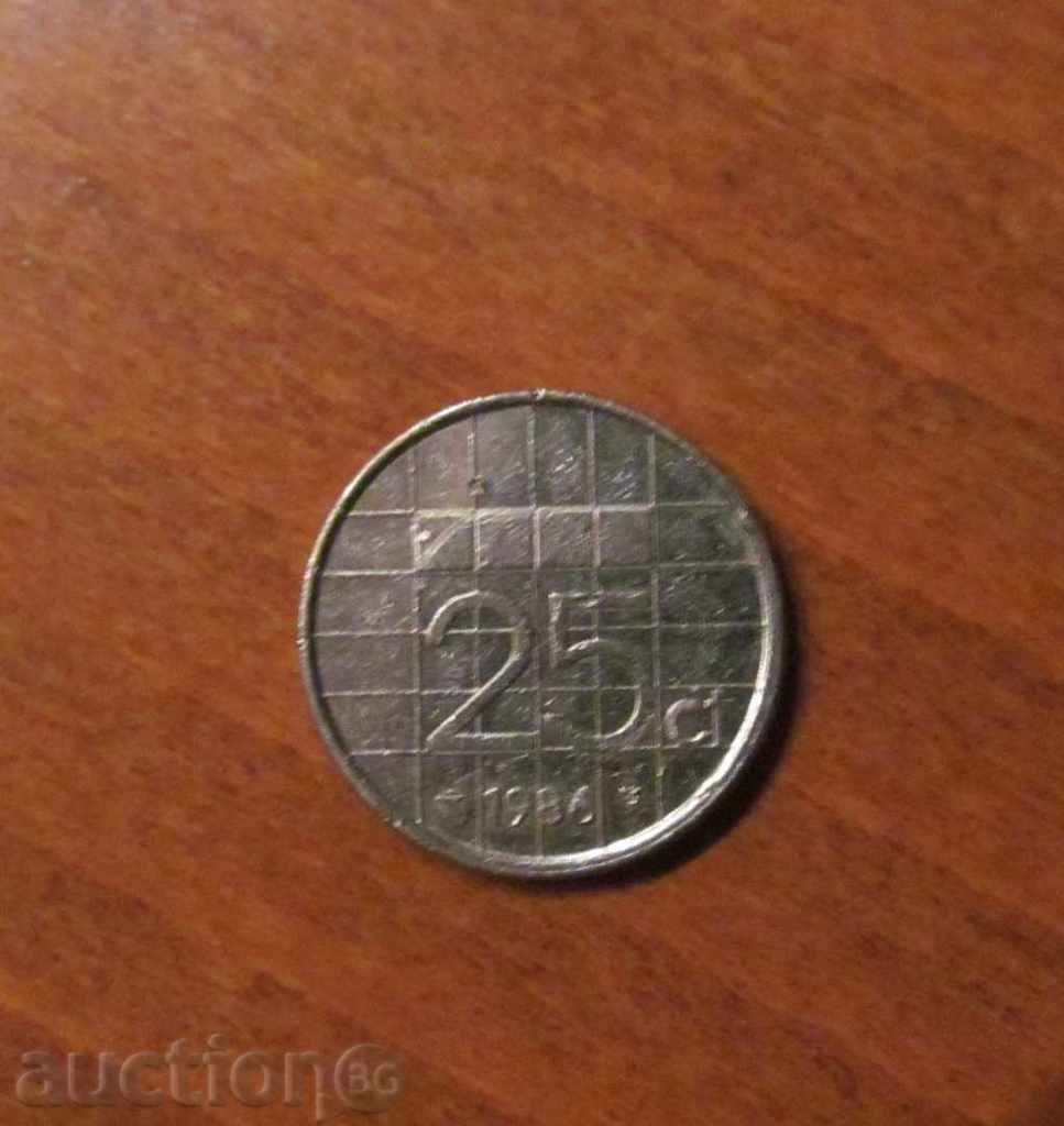 25 cents Netherlands 1986