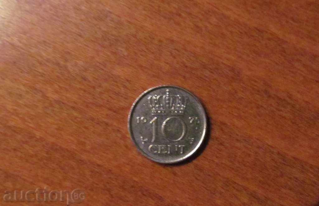10 цента Холандия 1975 година
