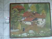 Painting oil canvas "Monastery" - Apostolov 1958