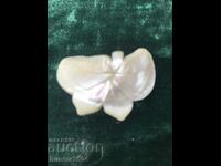Brooch, hand-engraved, carved mother-of-pearl / brooch, pin /