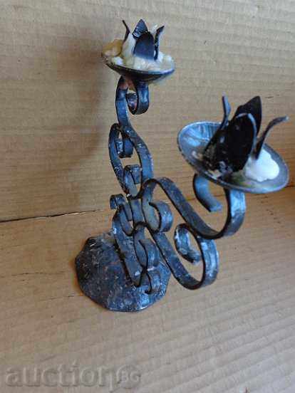 Auction Old forged candlestick, candle Auction Old forged candlestick, candle