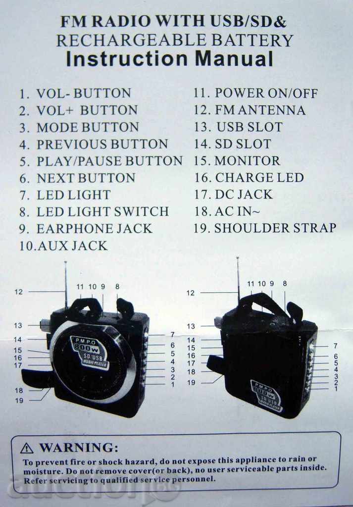 Delivery of Radio and MP3 player MK-063U, CMiK