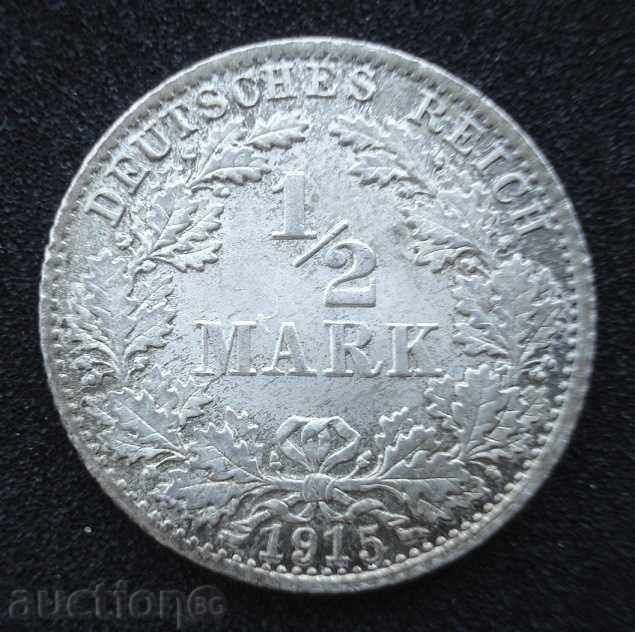 (¯`'•.¸ 1/2 Mark 1915D GERMANY UNC ¸.•'´¯)