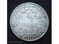 (¯`'•.¸ 1/2 marcă 1915D GERMANIA UNC ¸.•'´¯)