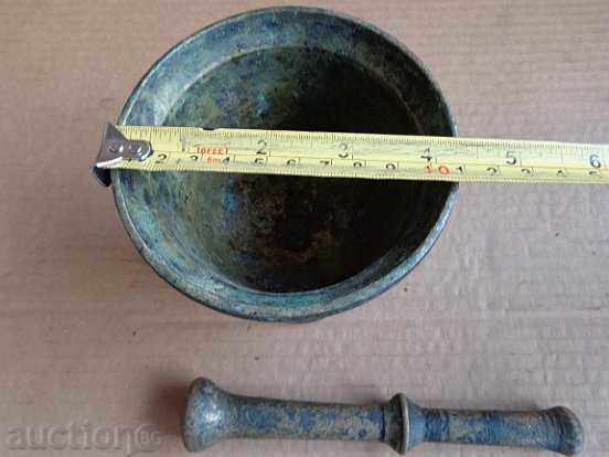 Auction Old bronze mortar with hammer, mortar Auction Old bronze mortar with hammer, mortar