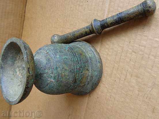 Old bronze mortar with hammer, mortar - 6 Old bronze mortar with hammer, mortar - 6