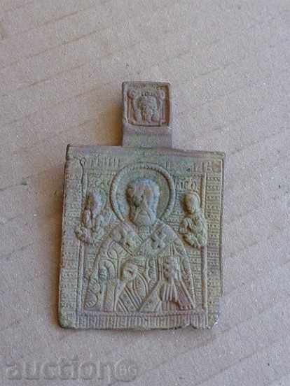 Rusă pictograma de bronz gât, cruce, religie - secolul al 19-lea
