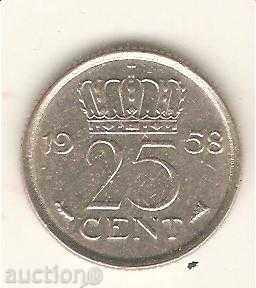 +Холандия  25 цента    1958 г.