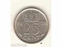 + 25 de cenți Olanda 1958