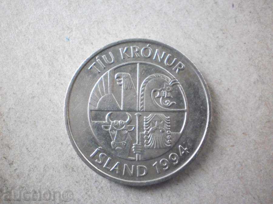 10 крони 1994 Исландия с цена € 1.79 | 3.50 лв.