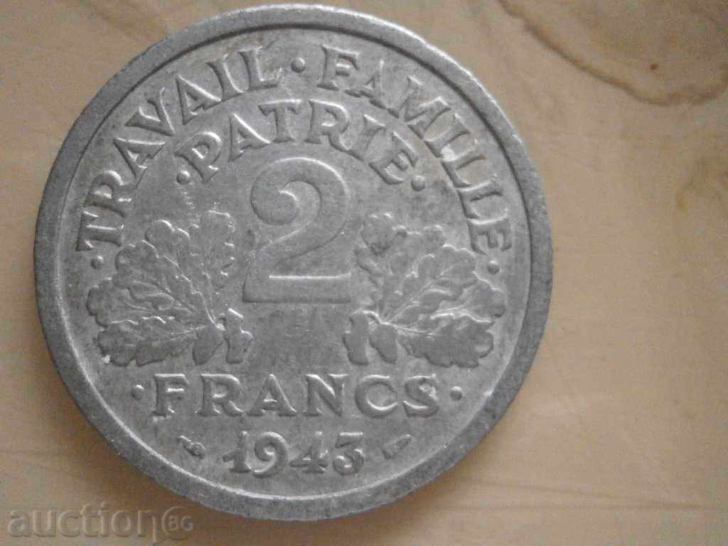Франция - 2 франка Виши френски щат - 1943 г. 14-21