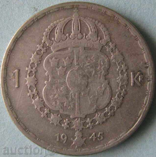Suedia 1 Krona 1945.