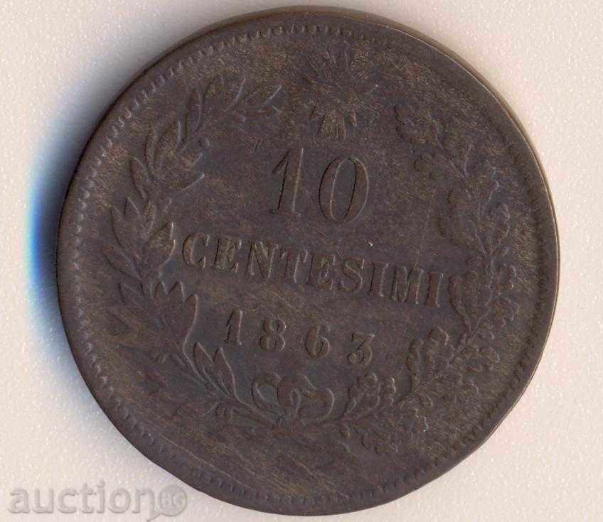Italia 10 chentizimi 1863