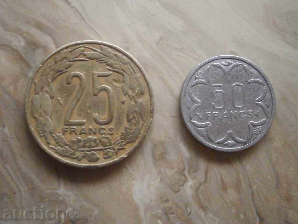 Сет Централни Африкански Щати 25 и 50 франка 1996 г. С-3