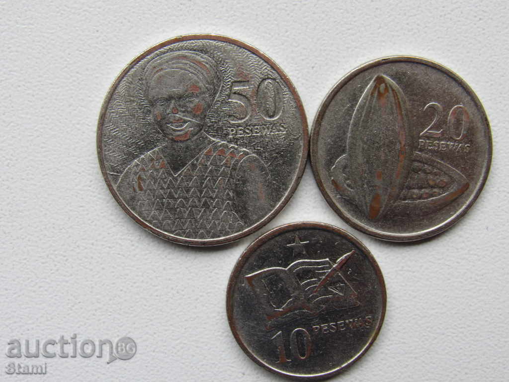 Gana-Lot of 10,20 and 50 Pesas, 2007, with a new price with price 5.30 BGN | € 2.71