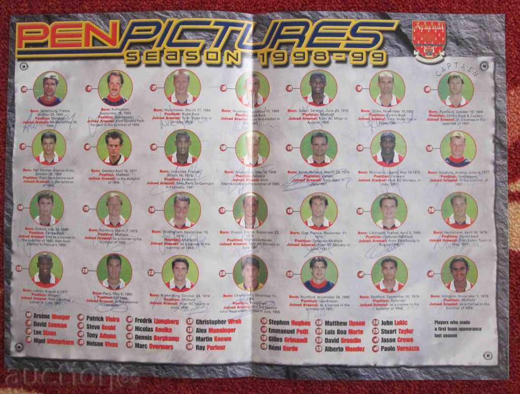 football pre-season performance Arsenal 98-99 with price 8.00 BGN | € 4.09