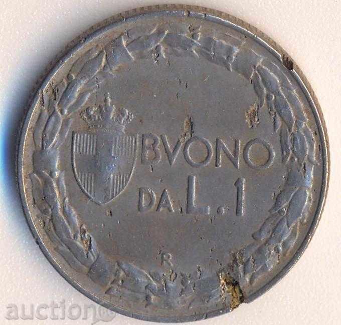 Италия 1 лира 1922 година
