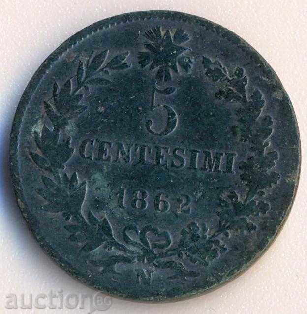 Italia 5 chentizimi 1862n