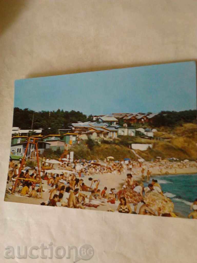 Пощенска картичка Черноморец Плажът 1989