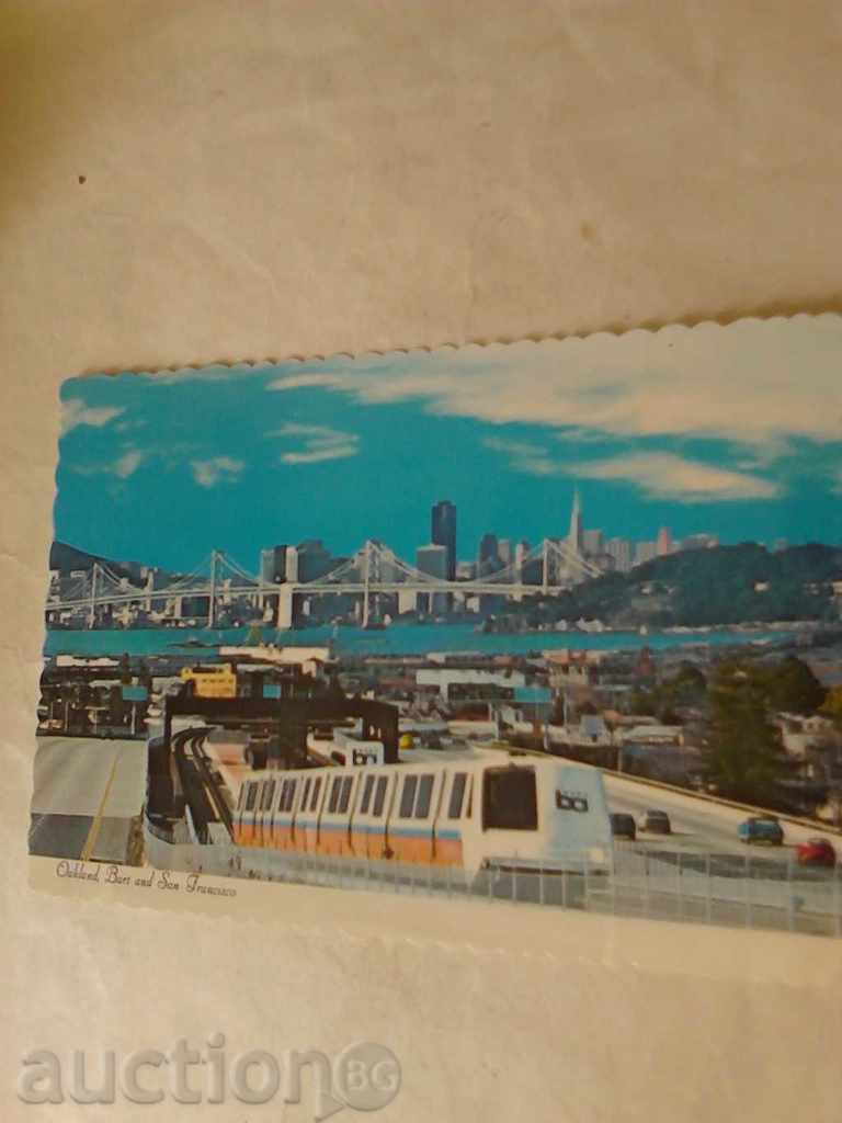 Postcard Oukland Bart and San Francisco 1977