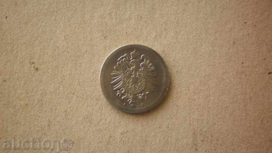 Монета  5  PFENIGA  1875J   ГЕРМАНИЯ