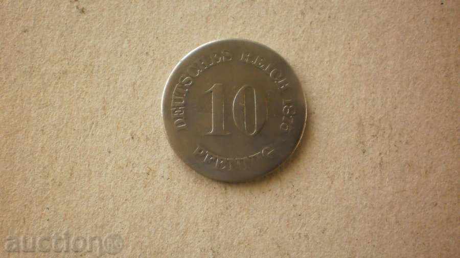 Монета  10  PFENIGA  1875 А  ГЕРМАНИЯ