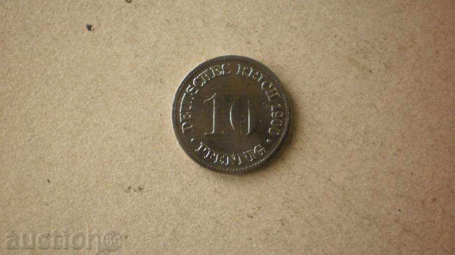 Монета  10  PFENIGA  1900 D   ГЕРМАНИЯ