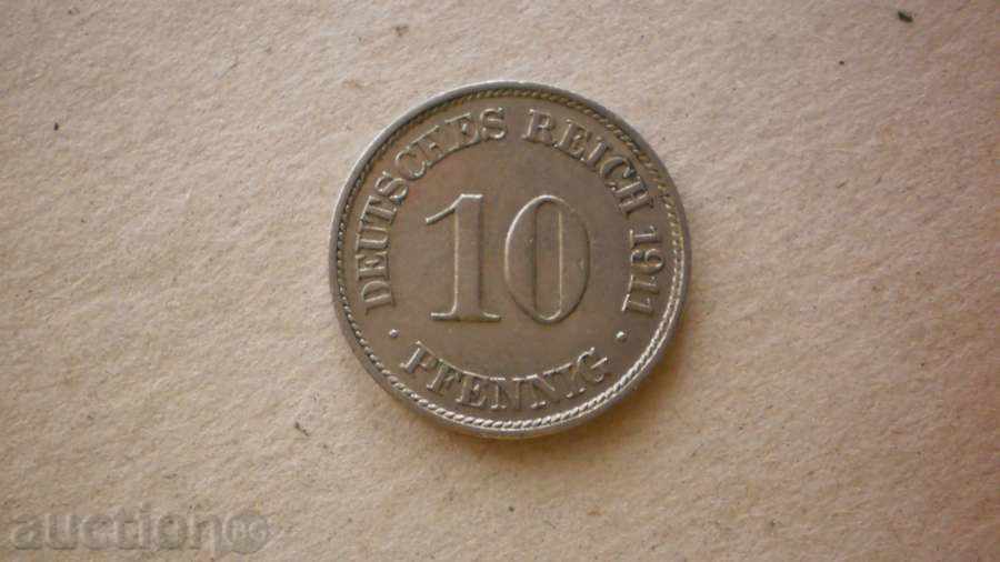 Монета  10   ПФЕНИГA   1911J  ГЕРМАНИЯ