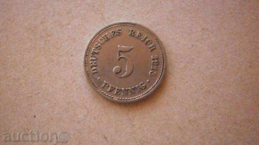 Moneda 5 PFENIGA 1913A GERMANIA