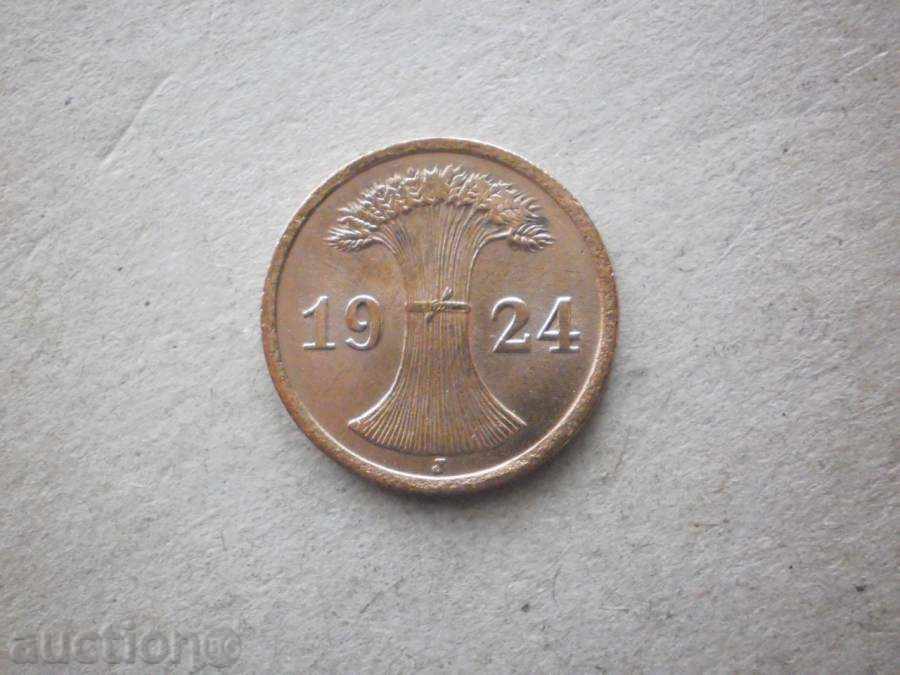 Медна Монета  2 рентен пфениг 1924-J   ГЕРМАНИЯ с цена € 1.53 | 2.99 лв.
