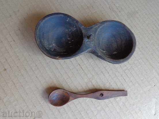 Παλαιό ξύλινο αλατοδοχείο, αλατιέρα με κουτάλι, ξύλινο - 5 Παλαιό ξύλινο αλατοδοχείο, αλατιέρα με κουτάλι, ξύλινο - 5