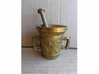 Decorative bronze mortar, bronze mortar with hammer