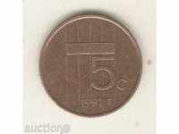 +Холандия  5 цента    1991 г.