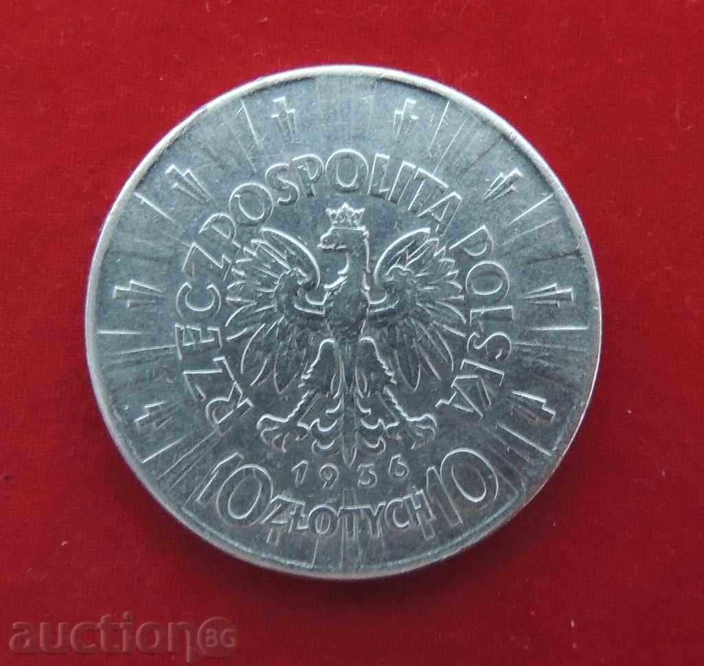 10 zlotys 1936 Poland silver