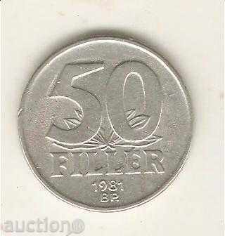 +Унгария  50  филера  1981 г.