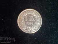 Един фраnк Швейцария, 1 frank Helvetia, сребро 1920 г..