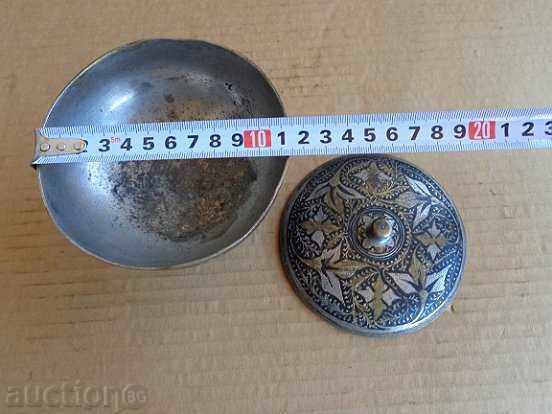 Jewish bronze vessel, candy box with engravings, RRRR rare - 6 Jewish bronze vessel, candy box with engravings, RRRR rare - 6