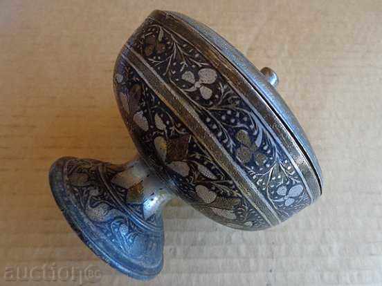 Jewish bronze vessel, candy box with engravings, RRRR rare - 7 Jewish bronze vessel, candy box with engravings, RRRR rare - 7