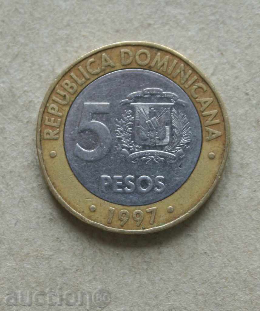 5 pesos 1997 Dominican Republic