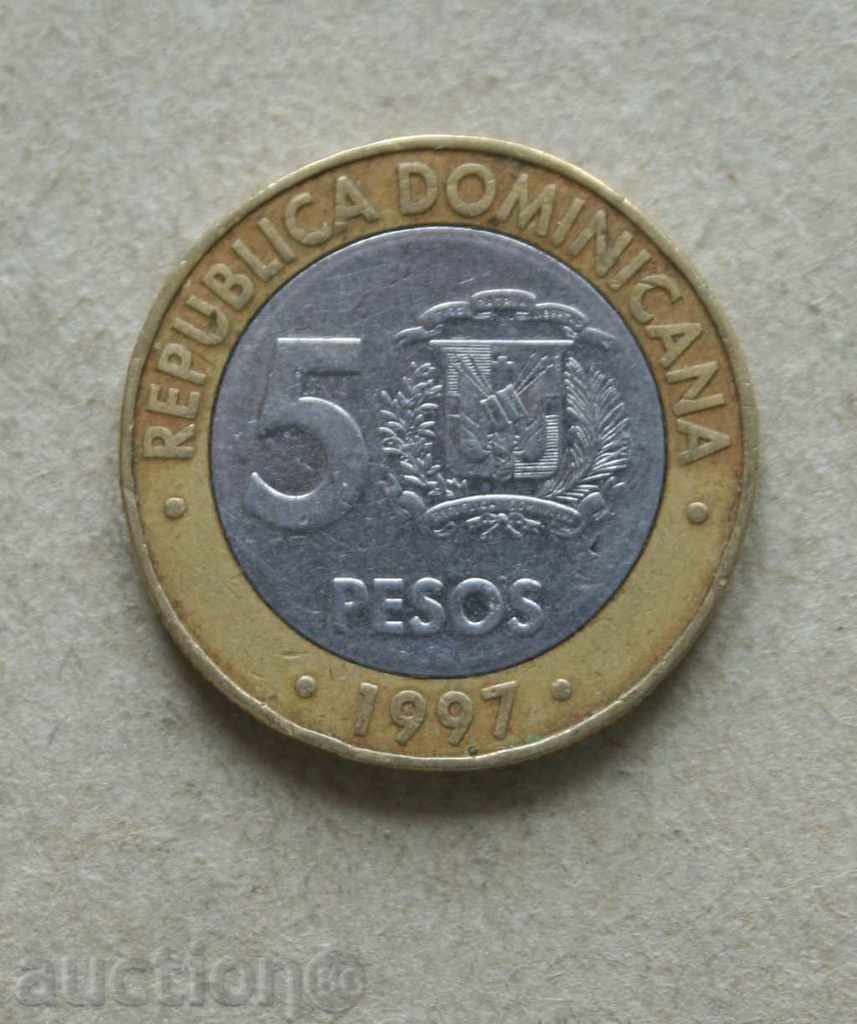 5 pesos 1997 Republica Dominicană