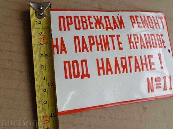 Delivery of Enameled plate, plate