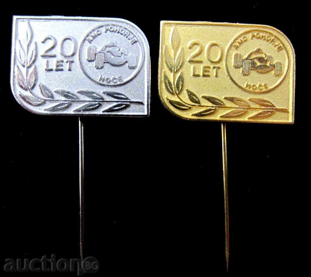 LOT OF 2 BADGES-MOTORING-RALLY-SLOVENIA-GOLD AND SILVER - 5 LOT OF 2 BADGES-MOTORING-RALLY-SLOVENIA-GOLD AND SILVER - 5