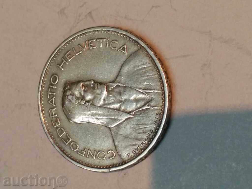 SILVER COIN 5 SFR SWITZERLAND 1939 - 5 SILVER COIN 5 SFR SWITZERLAND 1939 - 5