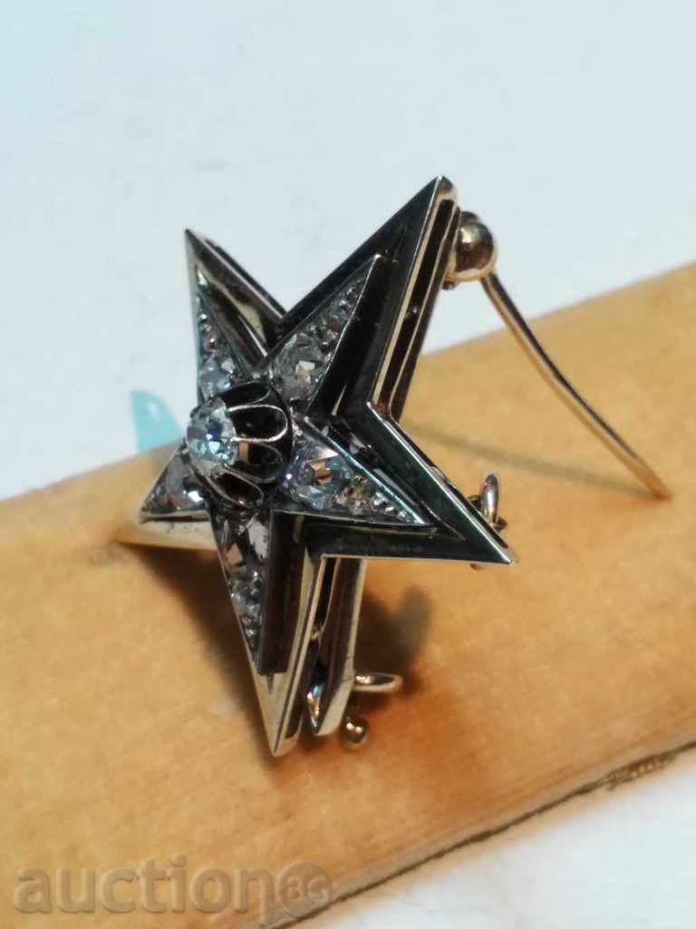 Auction  ANTIQUE GOLD BROOCH, PENDANT WITH DIAMONDS