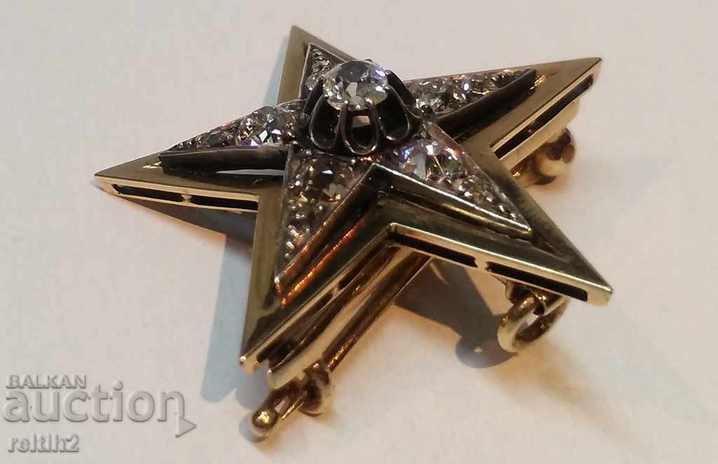 ANTIQUE GOLD BROOCH, PENDANT WITH DIAMONDS - 5 ANTIQUE GOLD BROOCH, PENDANT WITH DIAMONDS - 5