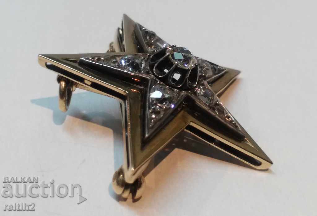 ANTIQUE GOLD BROOCH, PENDANT WITH DIAMONDS - 6