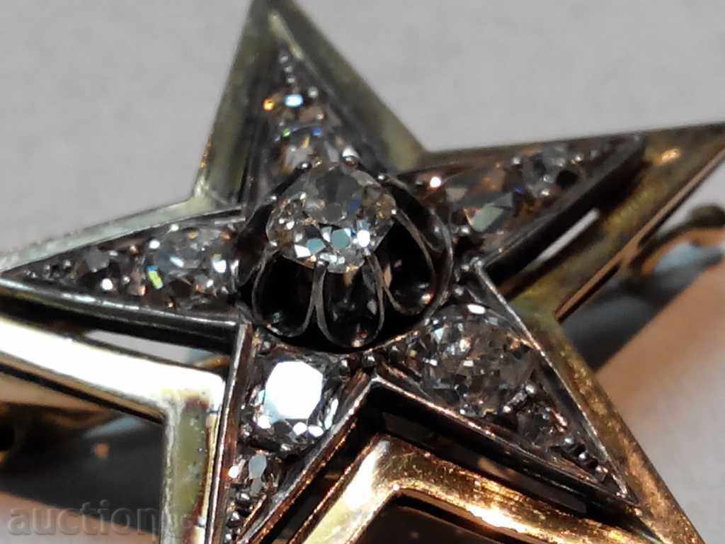 ANTIQUE GOLD BROOCH, PENDANT WITH DIAMONDS ANTIQUE GOLD BROOCH, PENDANT WITH DIAMONDS