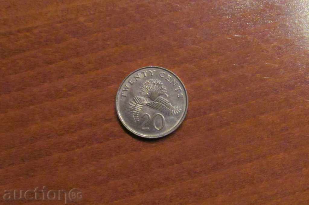 20 цента  Сингапур 1990 г.